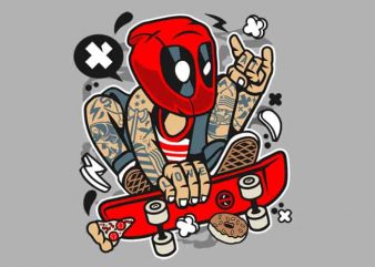 Deadpool Skater print ready shirt design