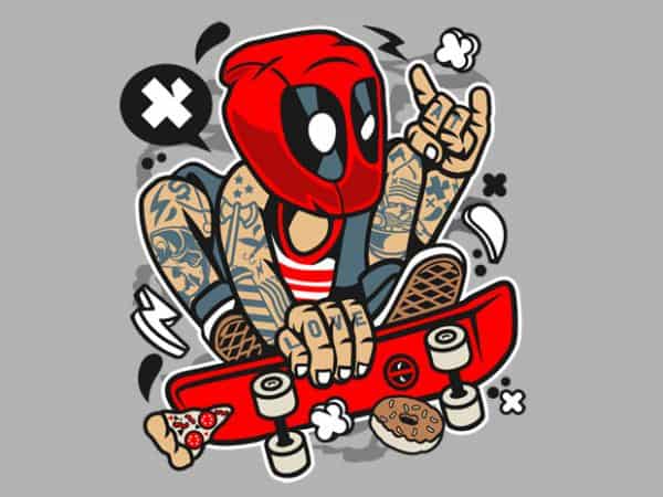 Deadpool skater print ready shirt design