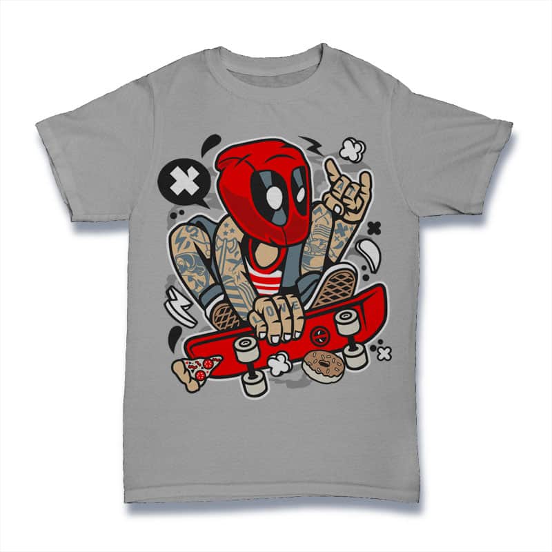 Deadpool Skater tshirt design for merch by amazon