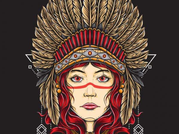 Native girl t shirt design for sale