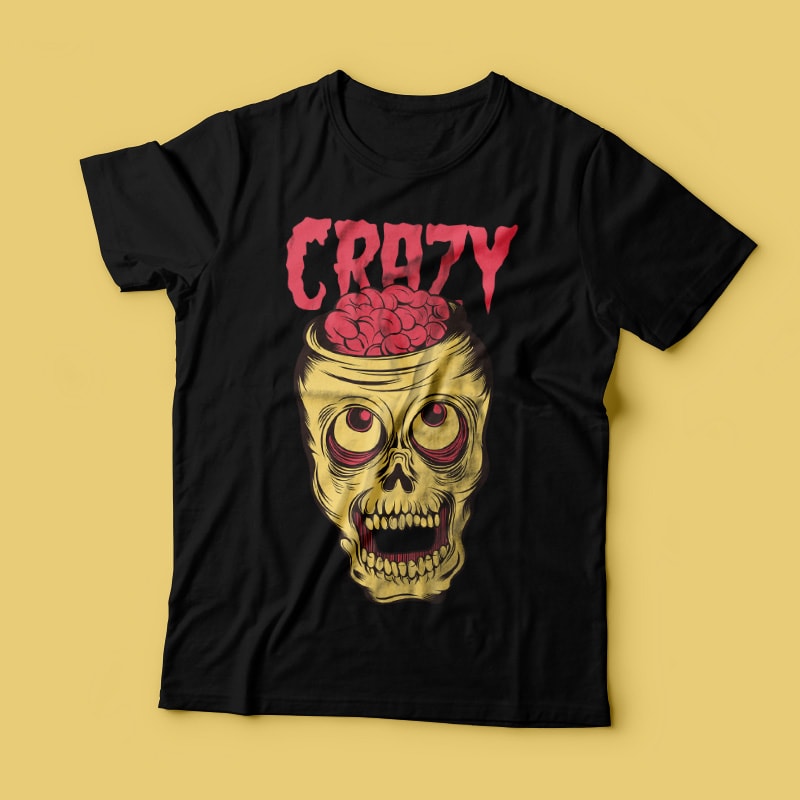 Crazy Skull vector t shirt design