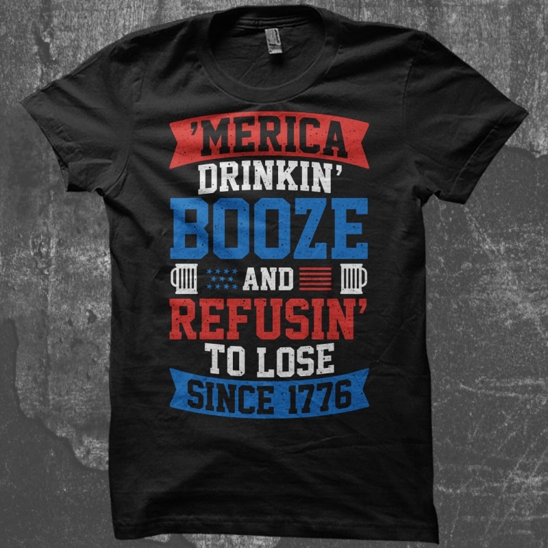America Drinking Booze t shirt designs for print on demand