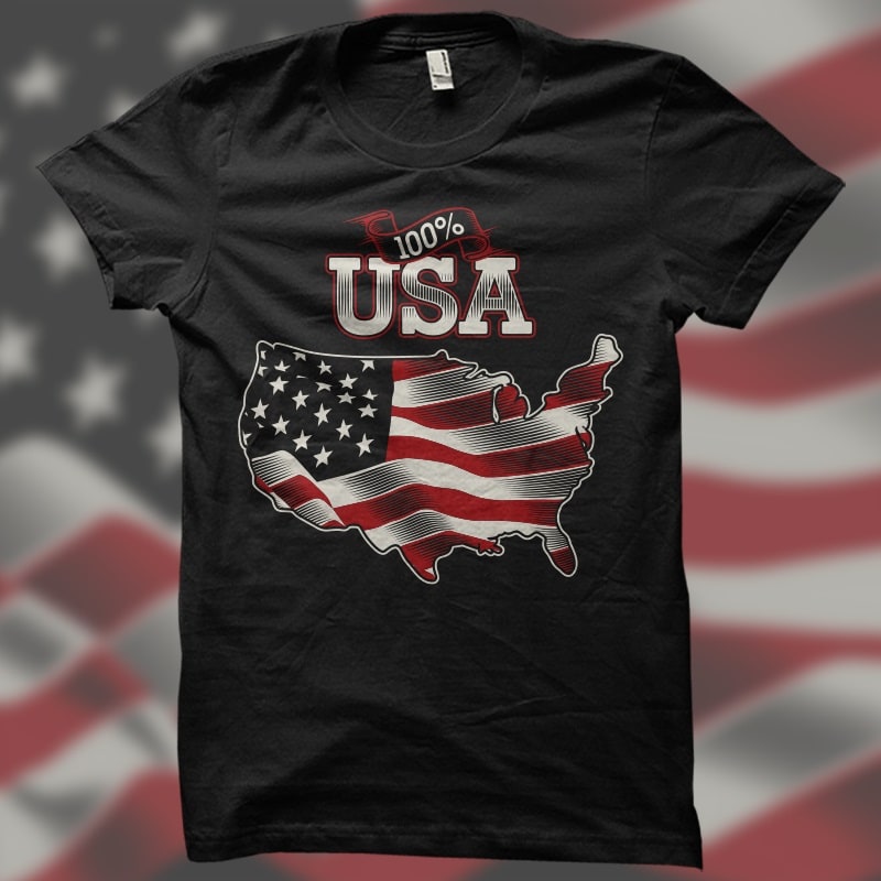 100% USA tshirt designs for merch by amazon