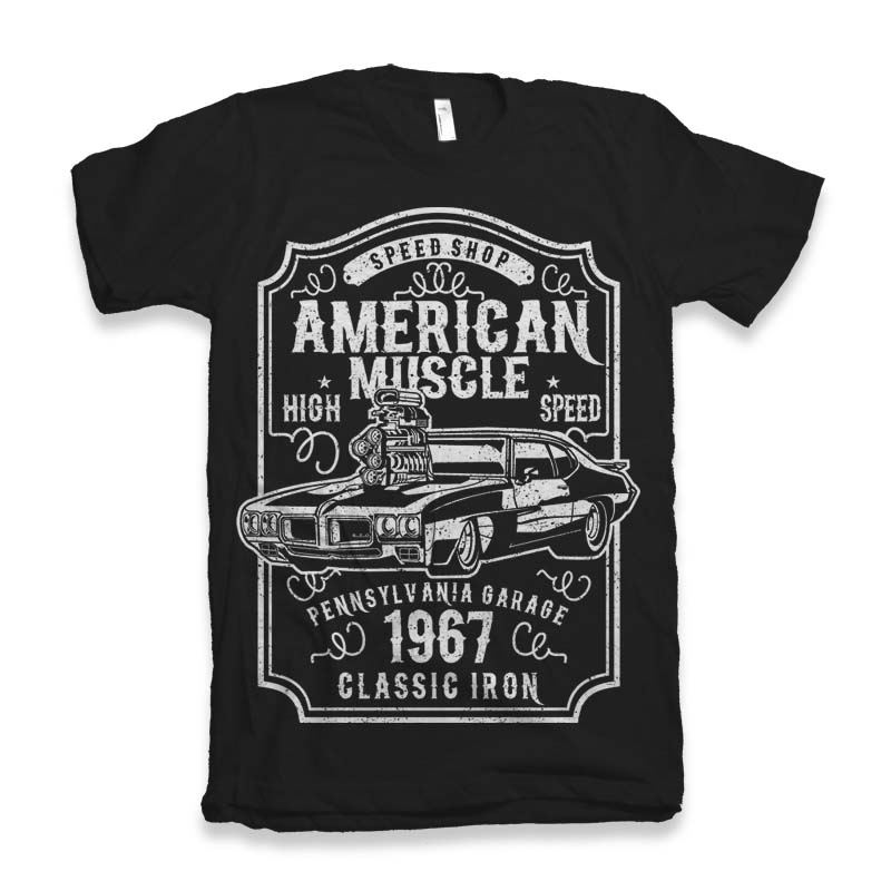 American Muscle t-shirt design tshirt design for merch by amazon
