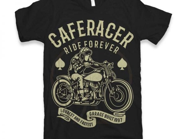 Caferacer rider forever t-shirt design