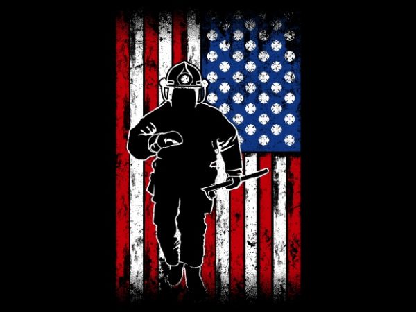 The fireman flag print ready vector t shirt design