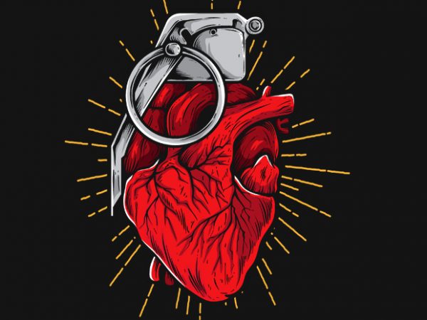 Heartgrenade vector t shirt design artwork