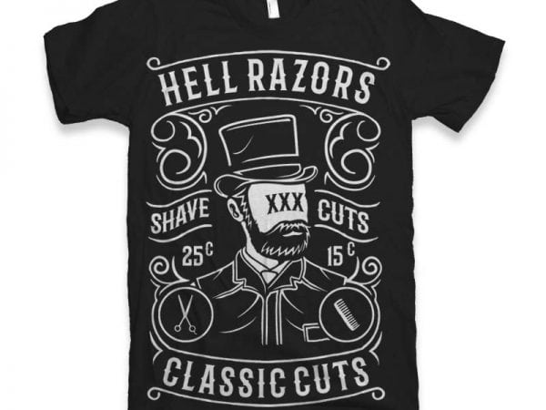 Hell razors vector t-shirt design