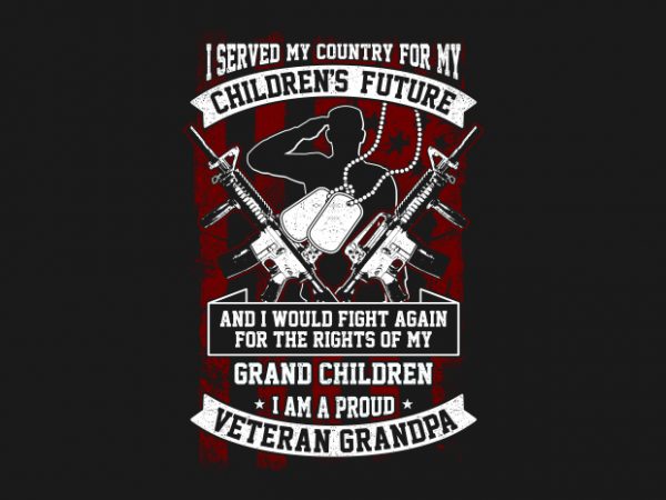Veteran grandpa tshirt design for sale