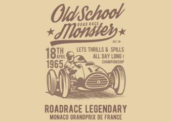 Old School Road Race Monster t shirt design png