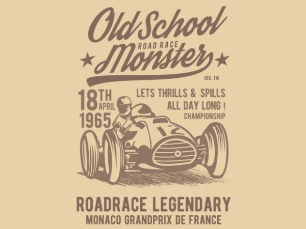 Old school road race monster t shirt design png