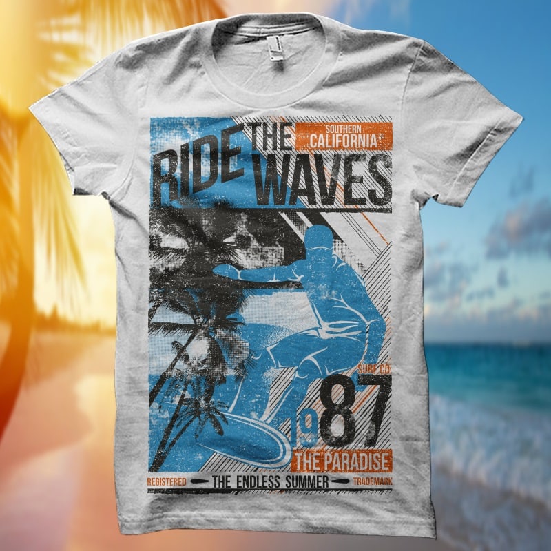 Ride The Waves 87 tshirt designs for merch by amazon