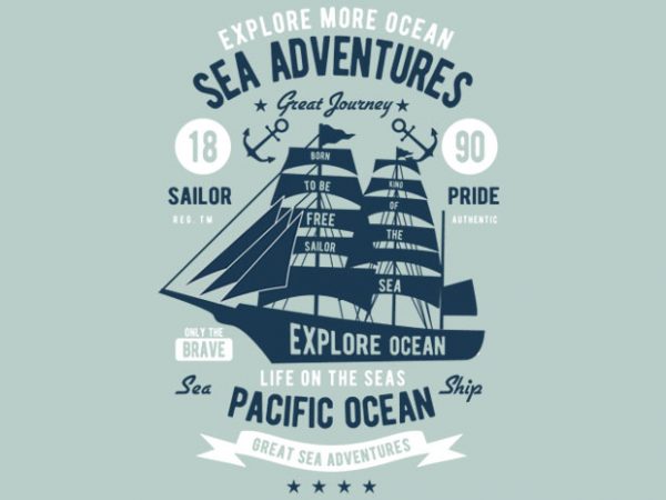 Sea adventures t-shirt design