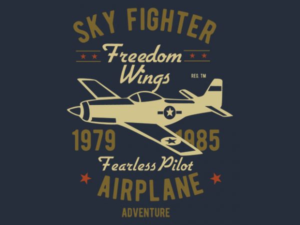 Sky fighter fearless pilot t-shirt design