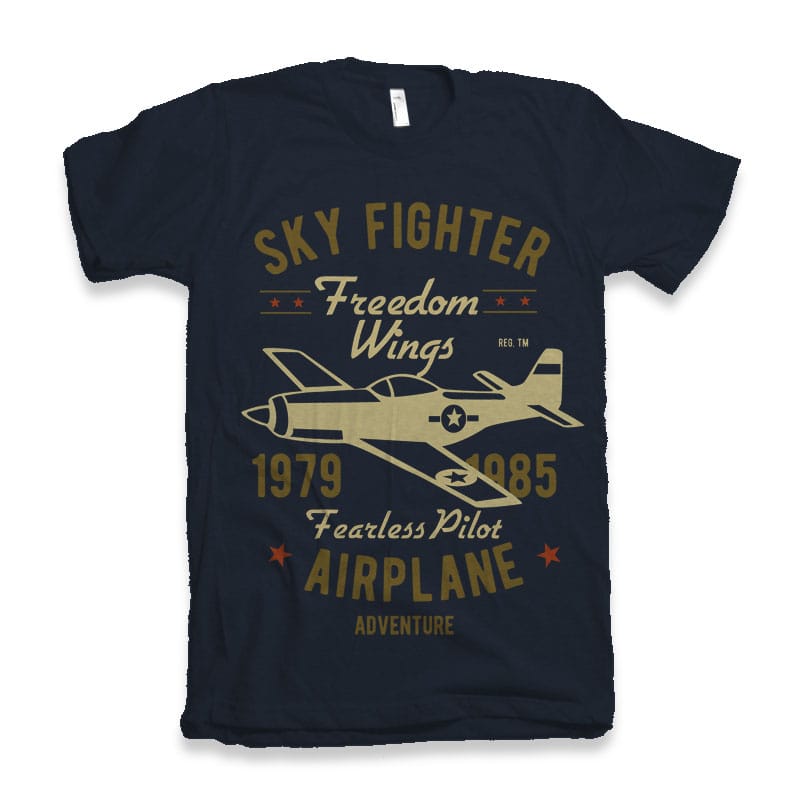 Sky Fighter Fearless Pilot t-shirt design t shirt designs for teespring