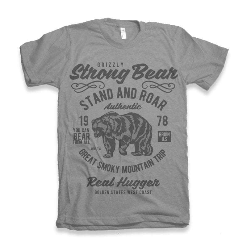 Strong Bear Vector T-shirt design t shirt designs for printful