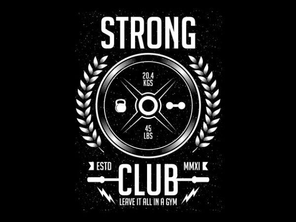 Strong club vector t-shirt design template