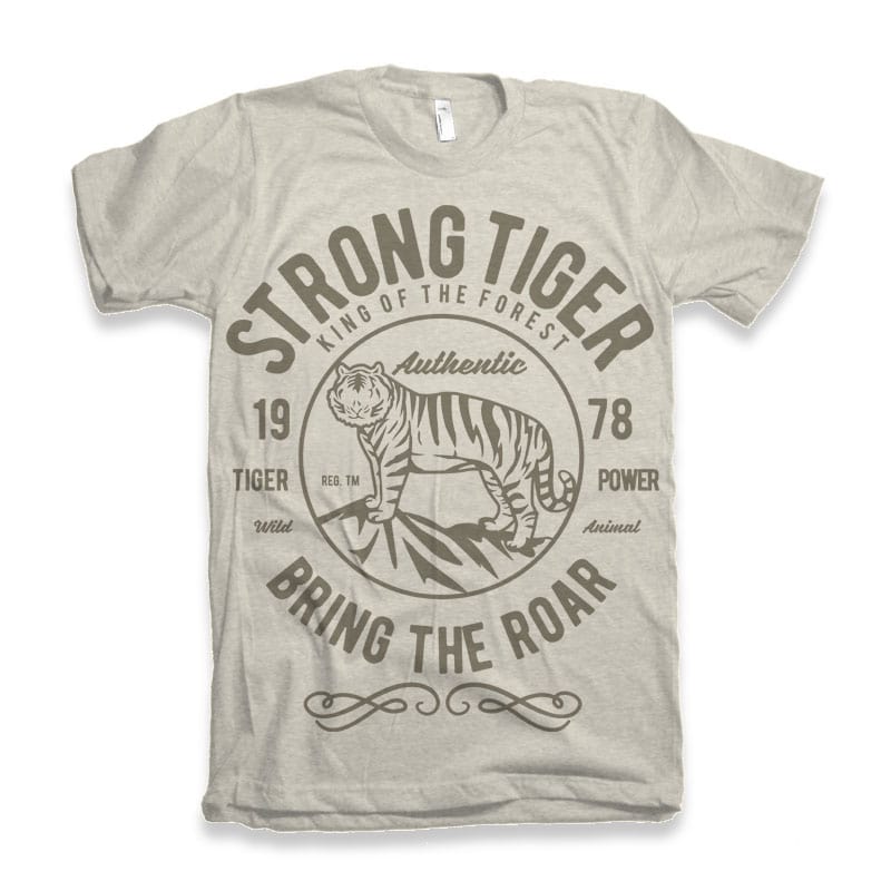 Strong Tiger vector tshirt design t shirt designs for printful