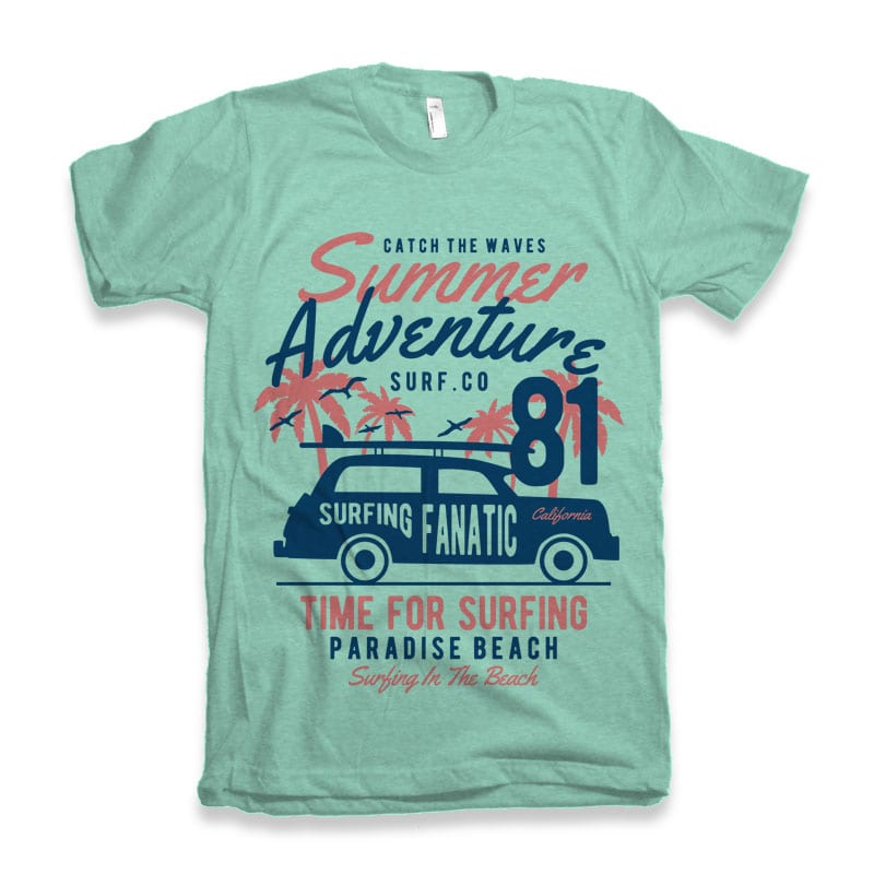 Summer Adventure tshirt design t shirt designs for printful
