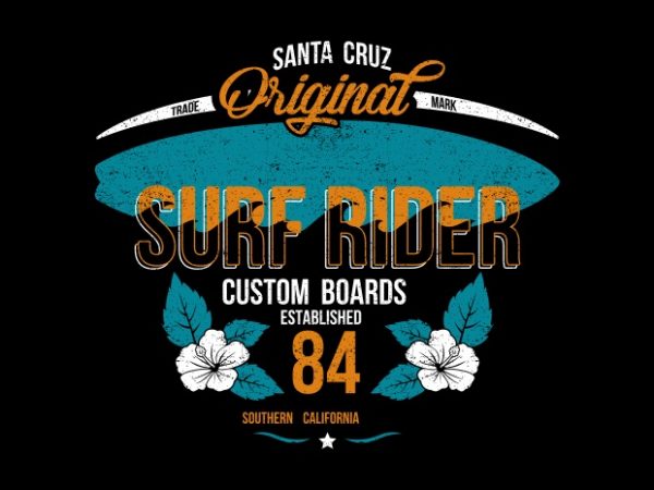 Surf rider design for t shirt