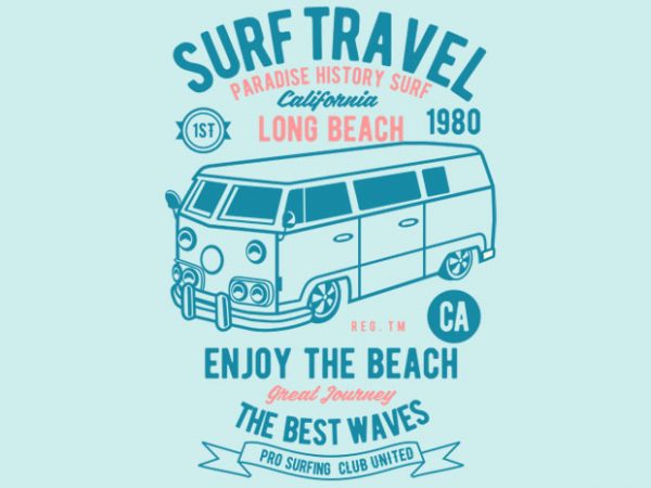 Surf travel tshirt design