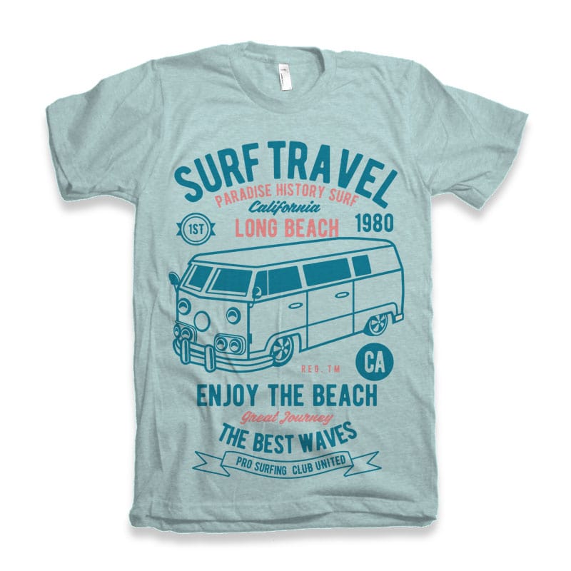 Surf Travel tshirt design commercial use t shirt designs