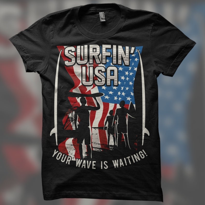 The Surfin U.S t shirt designs for print on demand