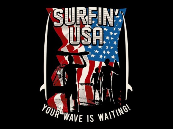 The surfin u.s vector t-shirt design