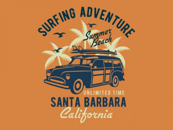 Surfing adventure t-shirt design