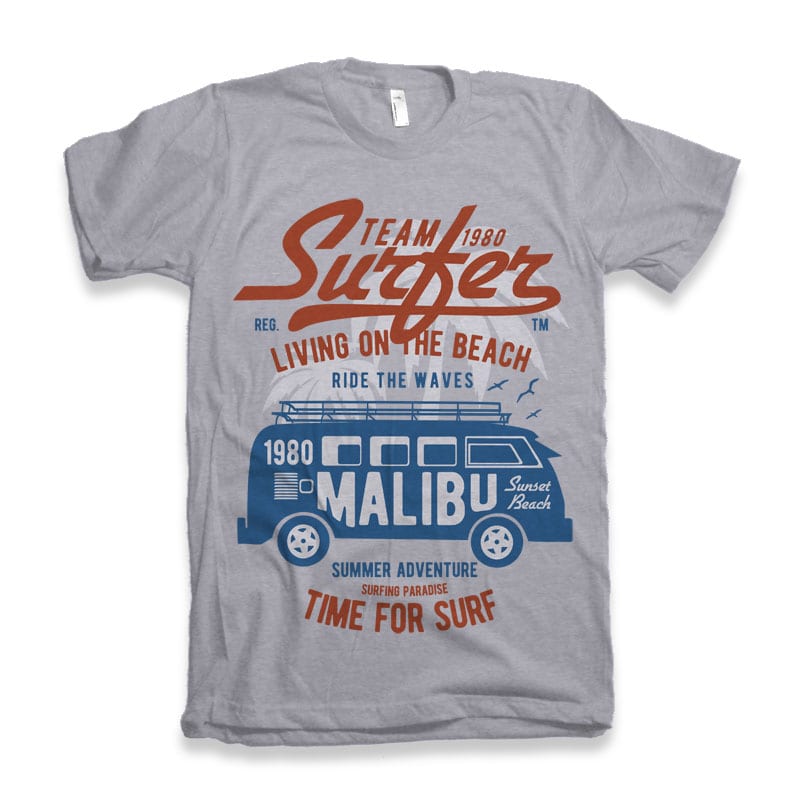 Team Surfer 1980 t-shirt design commercial use t shirt designs