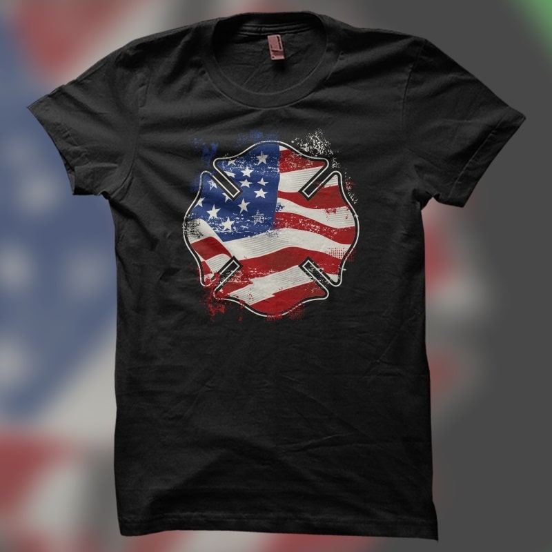 The US Fire Shield t shirt designs for print on demand