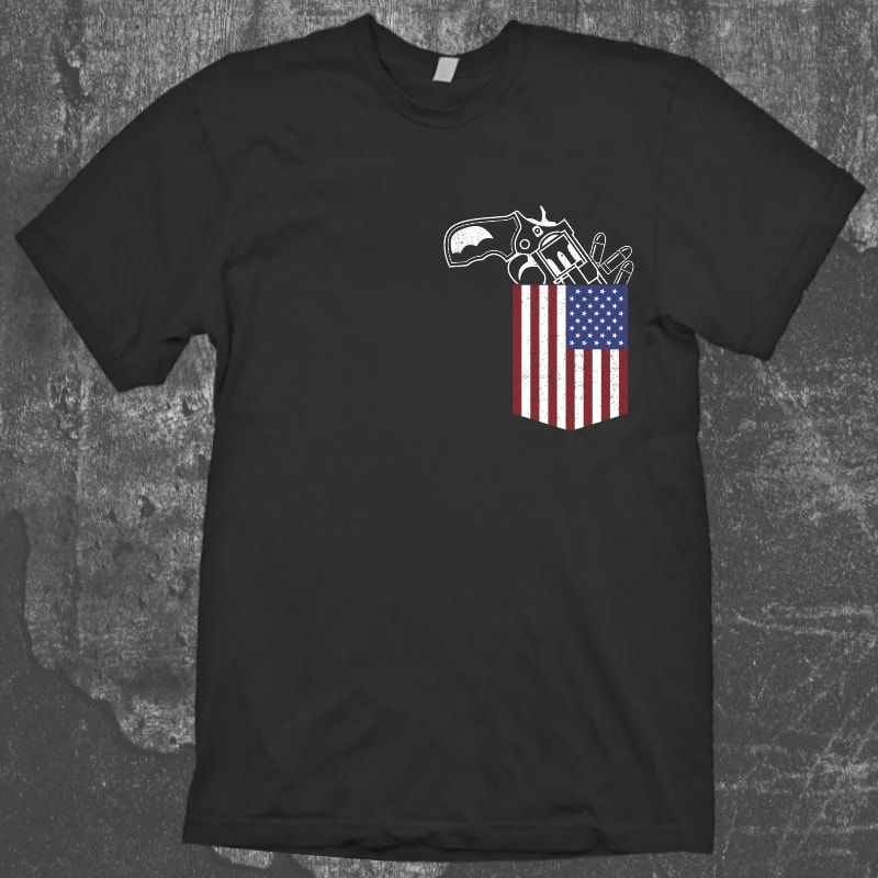 USA Pocket Gun tshirt design for sale
