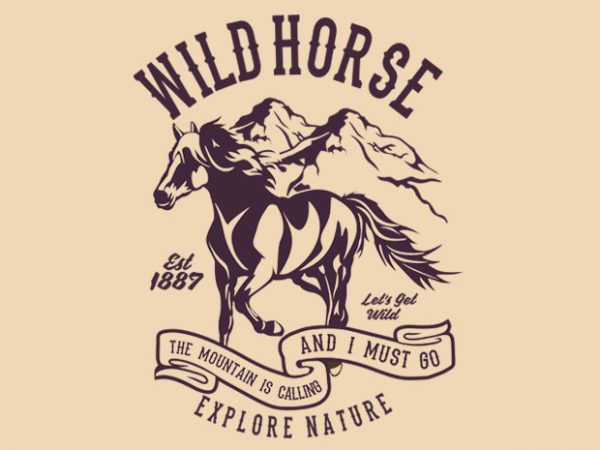 Wild horse t-shirt design