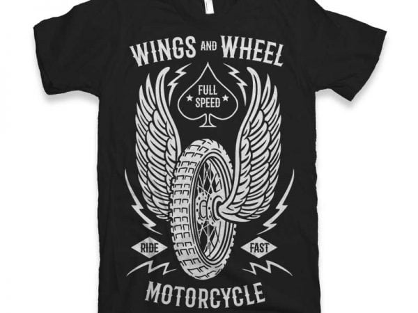 Wings and wheel vector t-shirt design