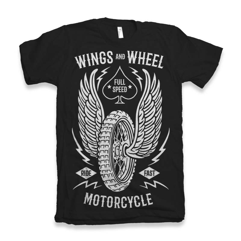 Wings And Wheel Vector t-shirt design tshirt design for sale