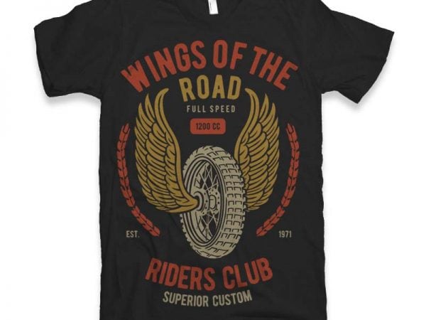 Wings of the road vector t-shirt design