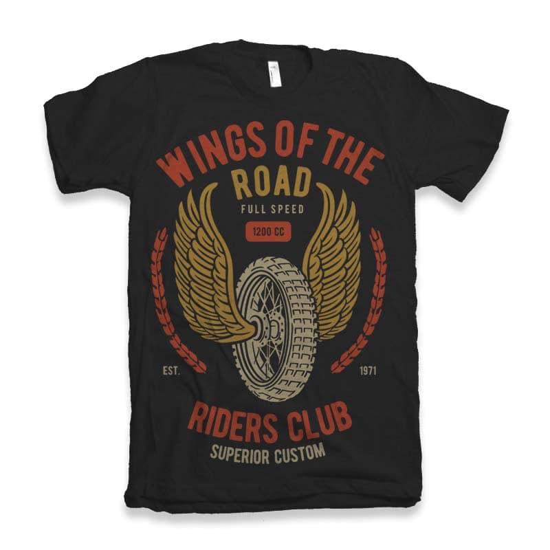 Wings Of The Road Vector t-shirt design tshirt design for merch by amazon