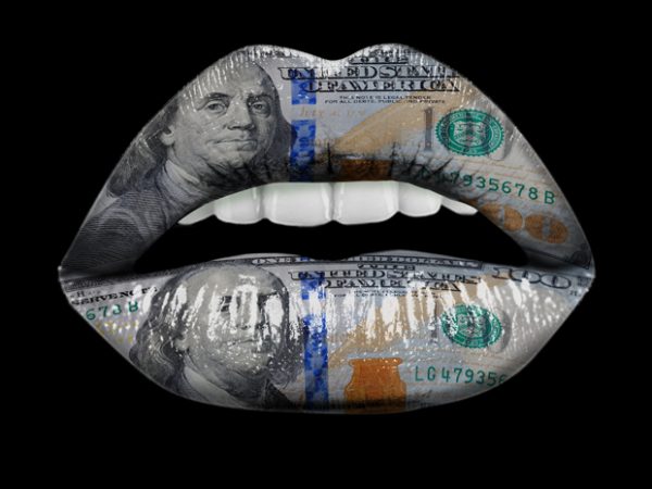 Dollar lips t-shirt design for sale