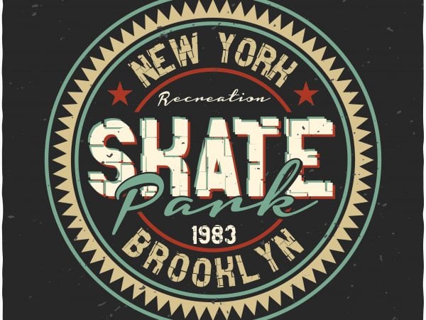 Skate park label print ready shirt design