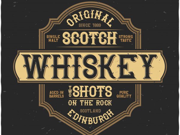 Whiskey label t shirt design for sale