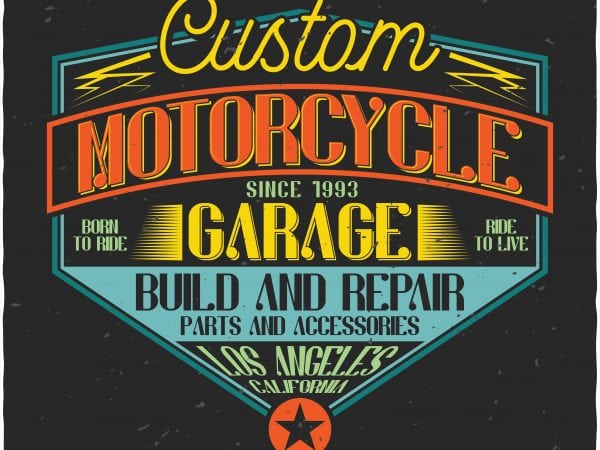 Custom motorcycle garage tshirt design for sale