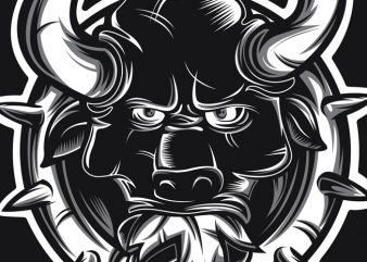 Crazy Bull design for t shirt