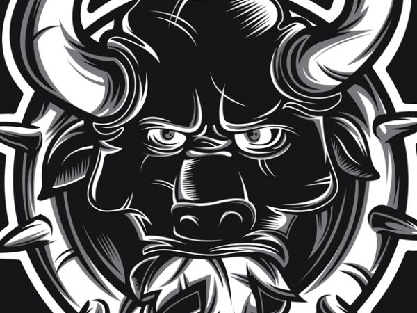 Crazy bull design for t shirt