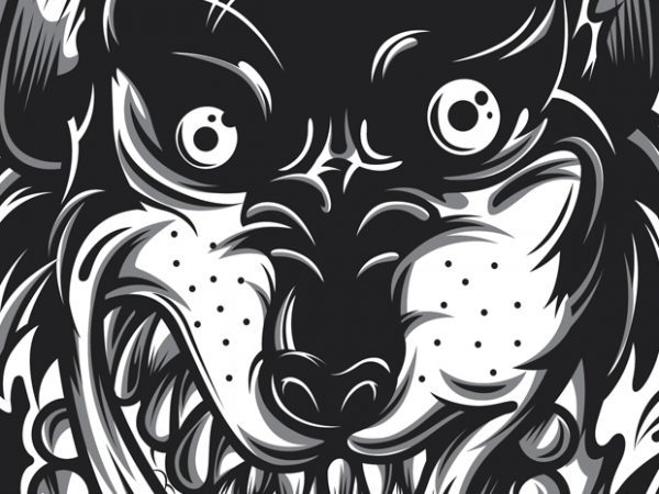 Crazy wolf t shirt design to buy