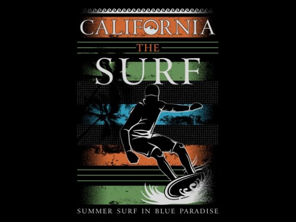 California the surf tshirt design vector