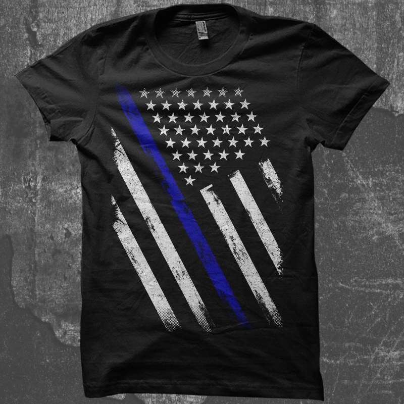 Thin Blue Line Flag t-shirt designs for merch by amazon