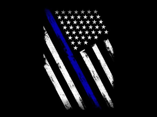 Thin blue line flag vector t-shirt design for commercial use