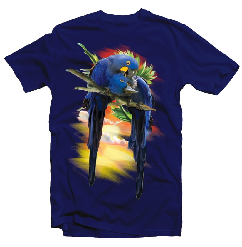 Blue Macaw tshirt design for merch by amazon