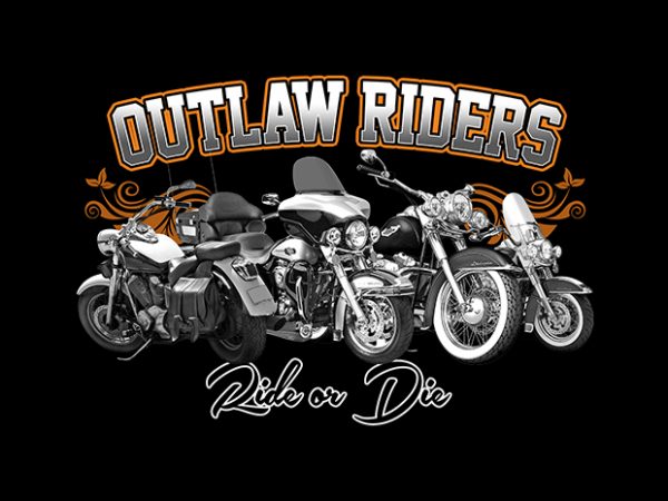 Outlaw riders commercial use t-shirt design