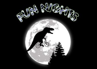 Fun Nights T-Rex print ready vector t shirt design